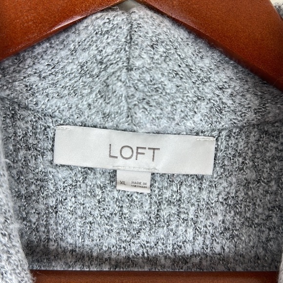 LOFT Woman's Size XL Open Cardigan Sweater Grey Pockets Shawl Collar - Picture 3 of 6